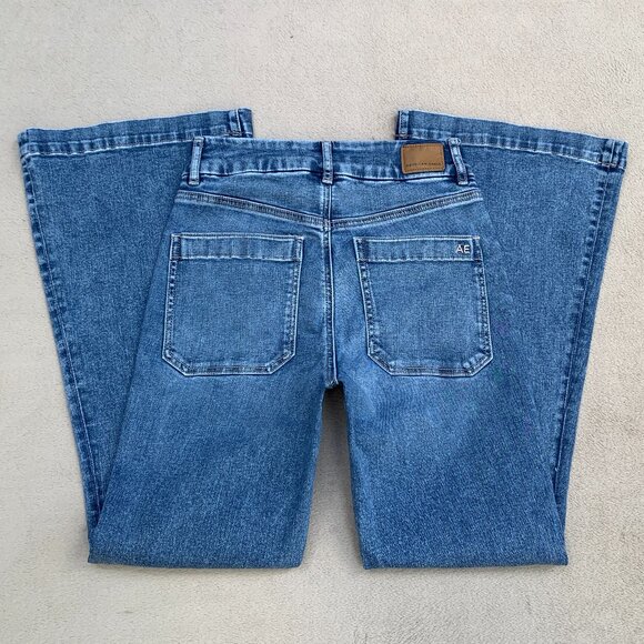 American Eagle Outfitters Next Level Stretch Curvy Super Hi-Rise Flare Jeans Sz2 - Picture 8 of 16